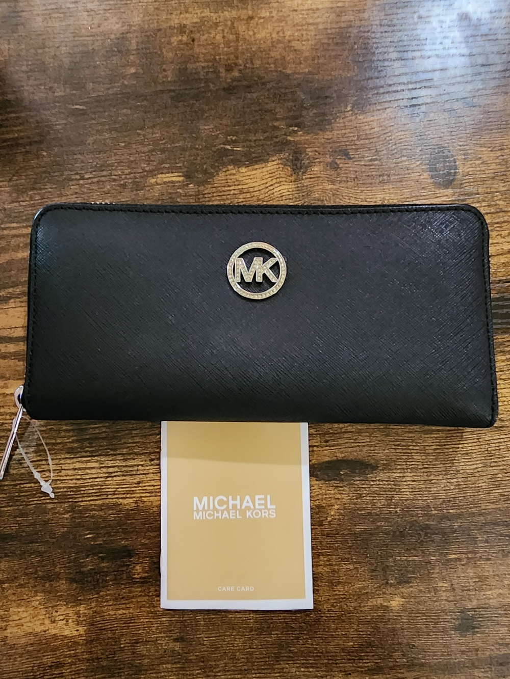 Michael Kors Black Saffiano Zip Around Wallet